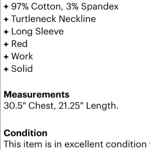 Croft & Barrow Stretch Red Solid Turtleneck long sleeve shirt medium women’s - Picture 4 of 6